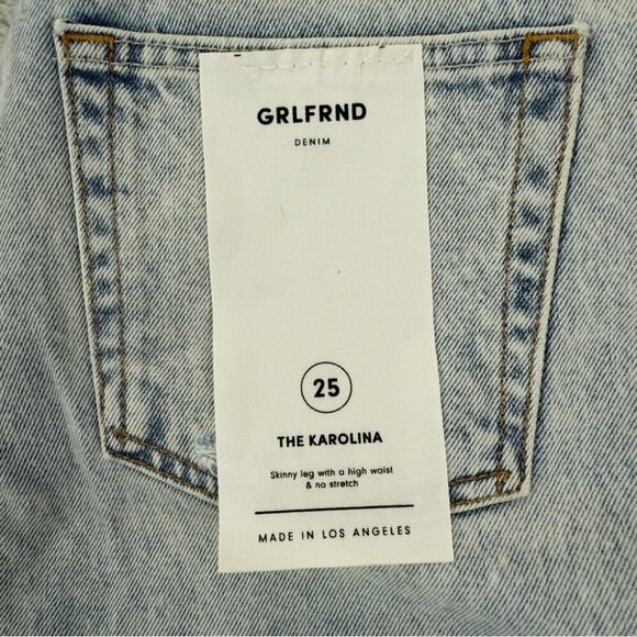 Grlfrnd Karolina Jeans Size 25 Light Blue Distressed - Picture 5 of 16